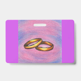 Tarjeta De Identificación Anillos de boda dorados de arte de pintura amor