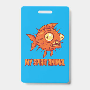 Tarjeta De Identificación Animal Espiritual Pez Globo Ansioso y Extravagante