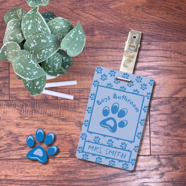 Tarjeta De Identificación Animales azules pata huellas de los niños placa de (Subido por el creador)