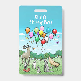 Tarjeta De Identificación Animales con Globos Coloridos