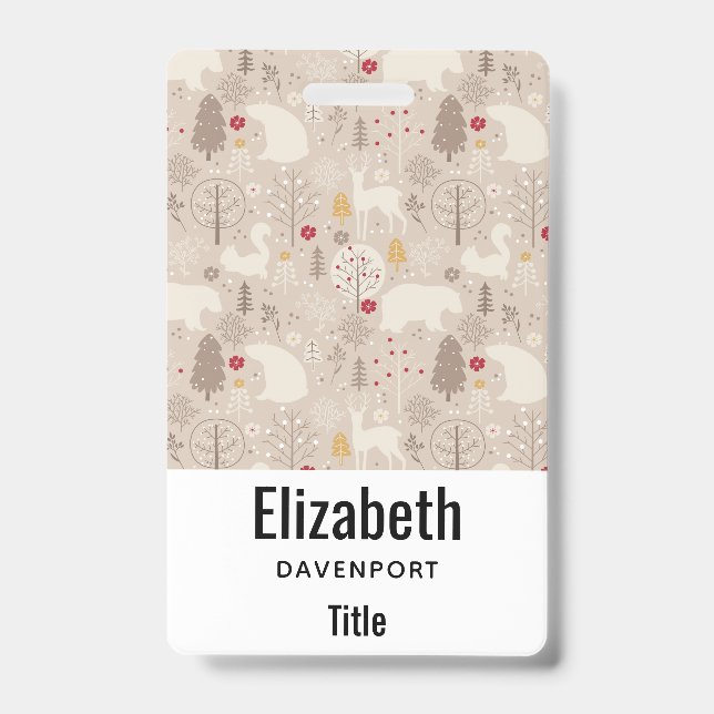 Tarjeta De Identificación Animales Lindos del Bosque Patrón Nórdico (Parte frontal)