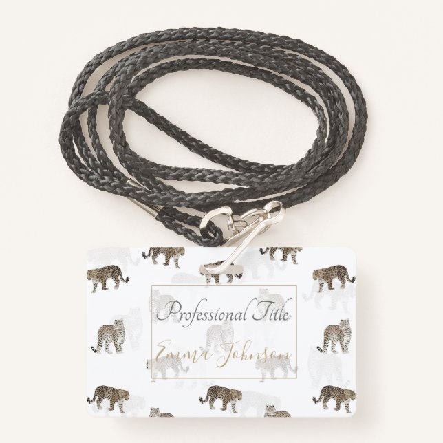 Tarjeta De Identificación Animales modernos de la selva de Leopardo dorado b (Anverso son cordón)