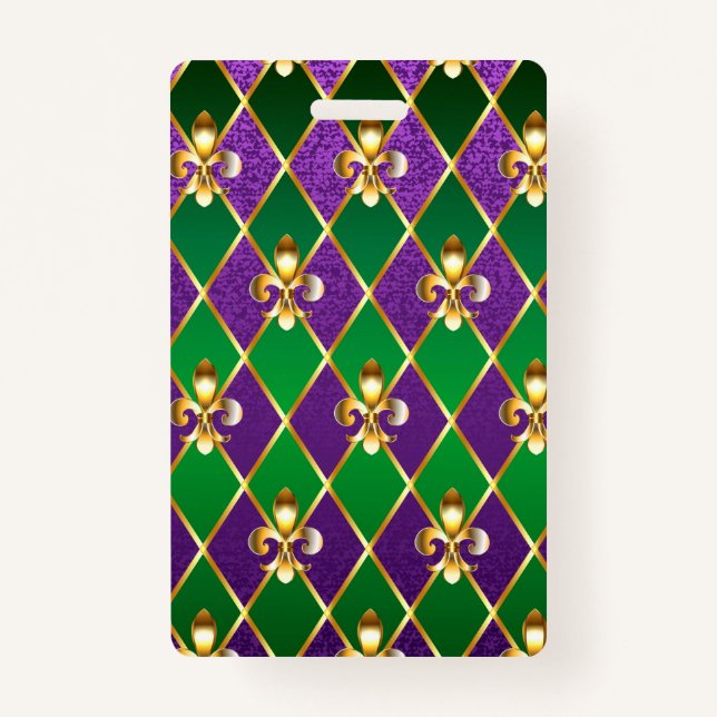 Tarjeta De Identificación Antecedentes de joyas Mardi Gras (Anverso)