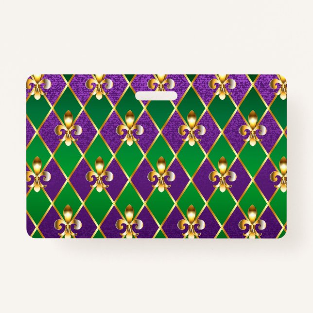 Tarjeta De Identificación Antecedentes de joyas Mardi Gras (Anverso)