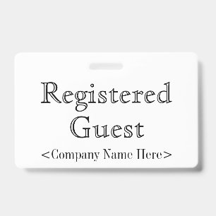 Tarjeta De Identificación Antiguo distintivo "invitado registrado"