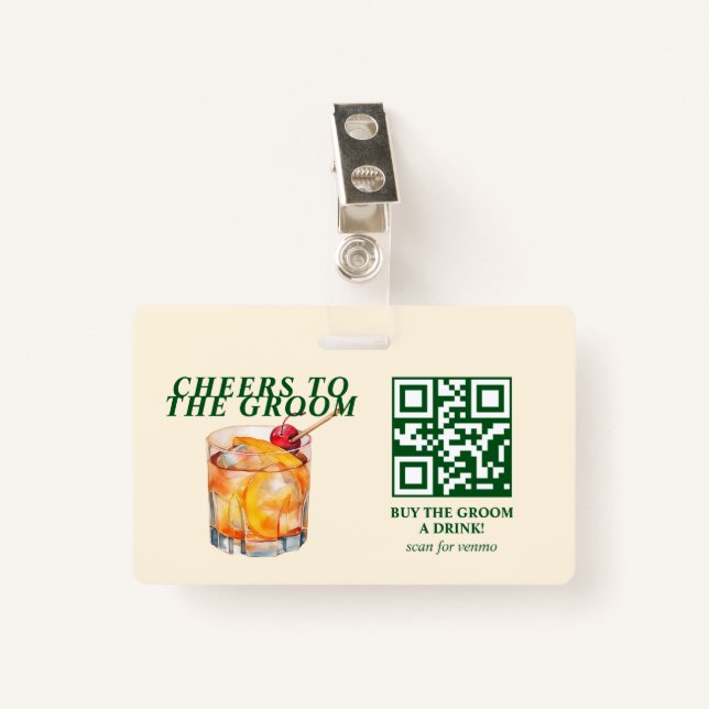 Tarjeta De Identificación Antiguo fin de semana de Bachelet Cocktail (Anverso con clip)