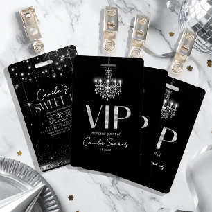 Tarjeta De Identificación Antiguo Hollywood B & W Candil Sweet 16 ID1108