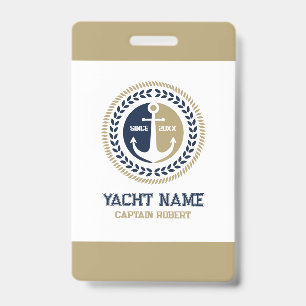Tarjeta De Identificación Anuncio de barco azul y dorado