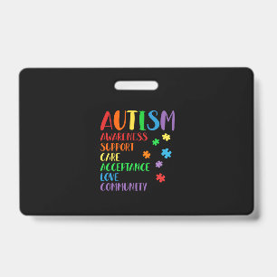 Tarjeta De Identificación Apoyo Aceptación Aliado Conciencia Autismo