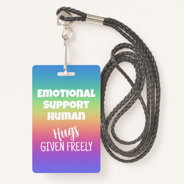 Tarjeta De Identificación Apoyo emocional a los abrazos humanos (Anverso son cordón)