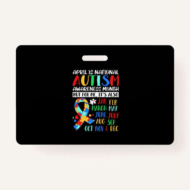 Tarjeta De Identificación April is National Autism Awareness Month (Anverso)