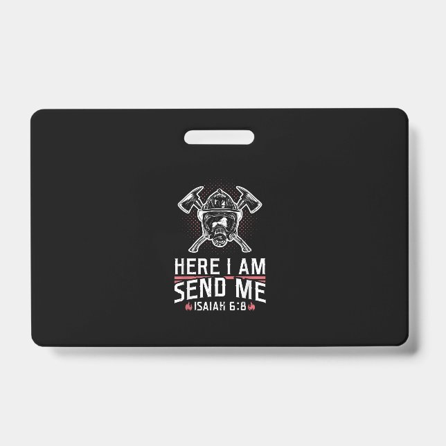 Tarjeta De Identificación Aquí Estoy Enviándome A Isaiah 68 Bombero (Parte frontal)