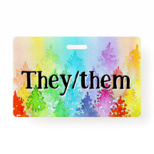 Árboles de color arcoiris Pronouns Badge