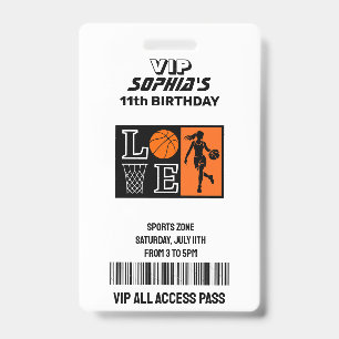 Tarjeta De Identificación Aros de Baloncesto, Cumpleaños de Jugador de Balon
