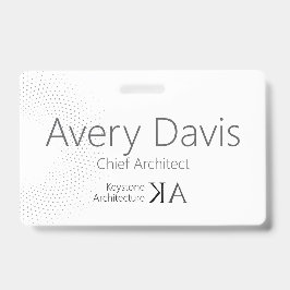 Tarjeta De Identificación Arquitecto moderno | Nombre minimalista en negro y
