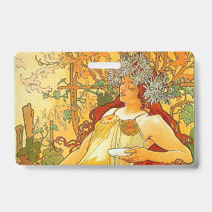 Tarjeta De Identificación Arte Nouveau Otoño de Alphonse Mucha