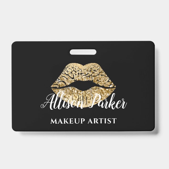 Tarjeta De Identificación Artista de maquillaje de Black Gold Kiss (Parte frontal)