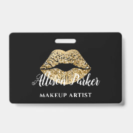 Tarjeta De Identificación Artista de maquillaje de Black Gold Kiss