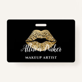Tarjeta De Identificación Artista de maquillaje de Black Gold Kiss