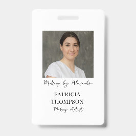 Tarjeta De Identificación Artista de Maquillaje Moderno Foto Letra Elegante