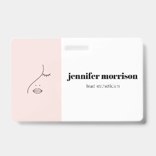 Tarjeta De Identificación Artista rosa con el logotipo de belleza facial min