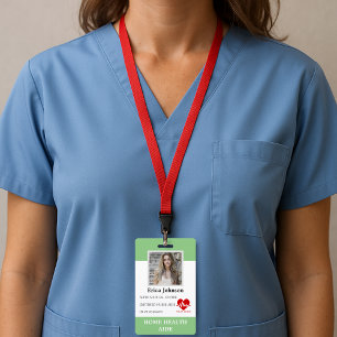 Tarjeta De Identificación Asistente de salud en el hogar Enfermera auxiliar