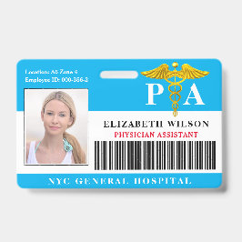 Tarjeta De Identificación ASISTENTE MÉDICO| Id. de foto de empleado del hosp