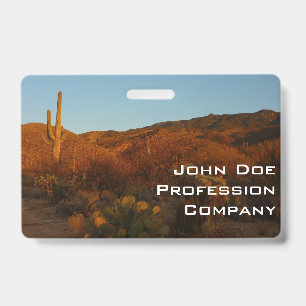 Tarjeta De Identificación Atardecer de Saguaro I Paisaje del desierto de Ari