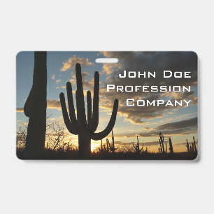 Tarjeta De Identificación Atardecer Saguaro II Paisaje del Desierto de Arizo