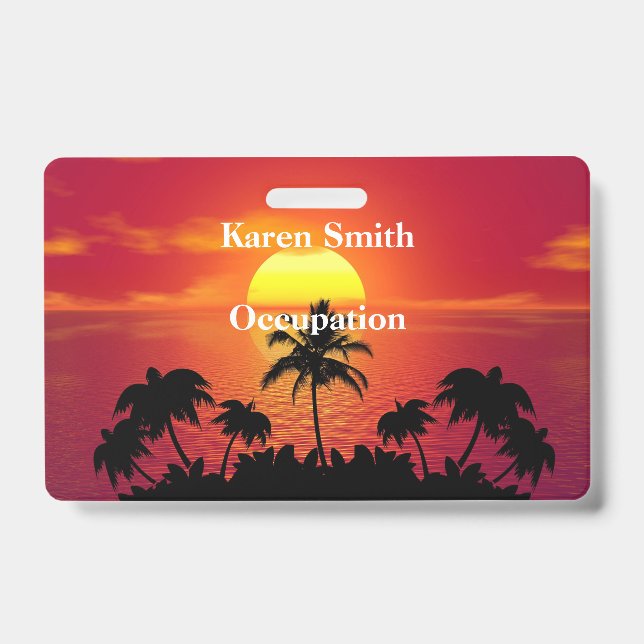 Tarjeta De Identificación Atardecer Tropical (Parte frontal)