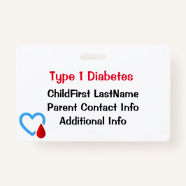 Tarjeta De Identificación Atención médica de emergencia para la diabetes