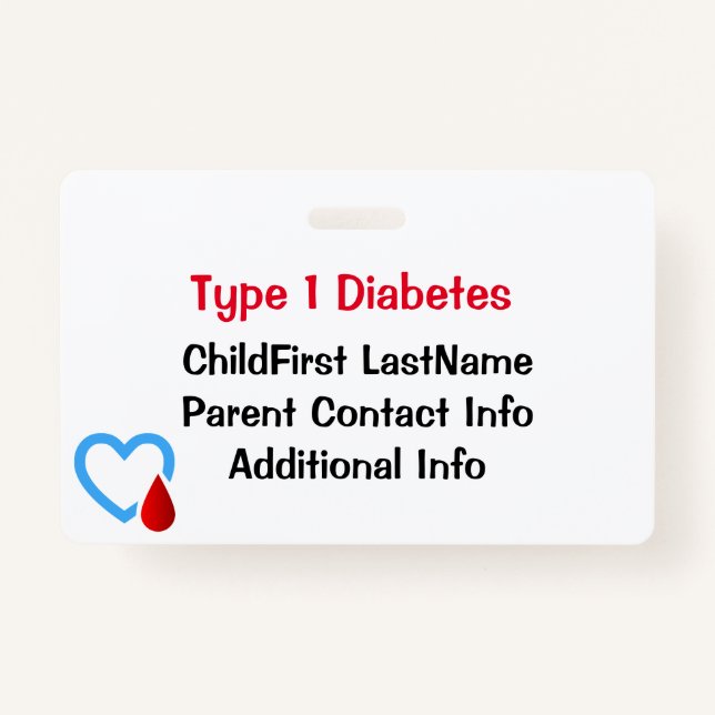 Tarjeta De Identificación Atención médica de emergencia para la diabetes (Anverso)