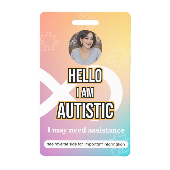 Tarjeta De Identificación Autism Alert Photo ID Alert Badge (Autism Alert Photo ID Alert Badge)