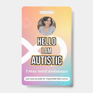 Tarjeta De Identificación Autism Alert Photo ID Alert Badge