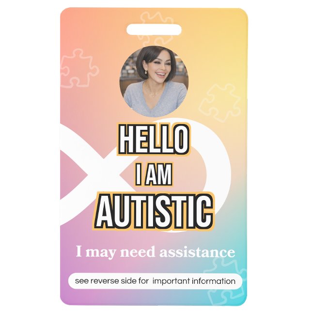 Tarjeta De Identificación Autism Alert Photo ID Badge–Personal Safety (Autism Alert Photo ID Badge–Personal Safety)