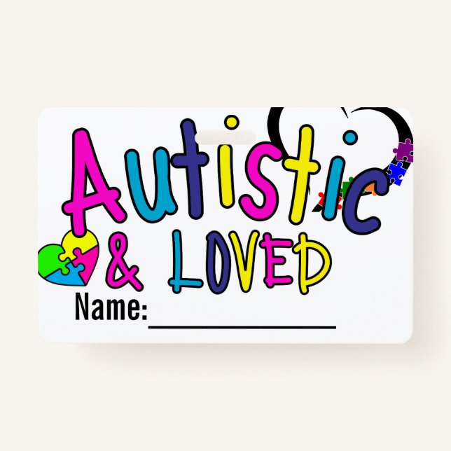 Tarjeta De Identificación Autism ID Personalized Autistic Name Badge (Anverso)