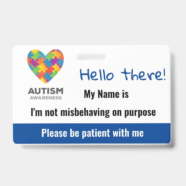 Tarjeta De Identificación Autismo (Parte frontal)