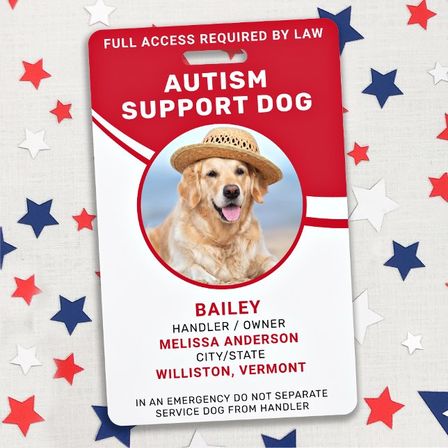 Tarjeta De Identificación Autismo Apoyo al perro Servicio de fotos personali (Subido por el creador)
