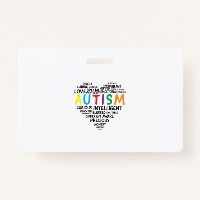Tarjeta De Identificación Autismo Camisetas de conciencia - Autism Hearrt Sh (Anverso)