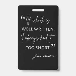 Tarjeta De Identificación Avid Reader II - Cita de Jane Austen