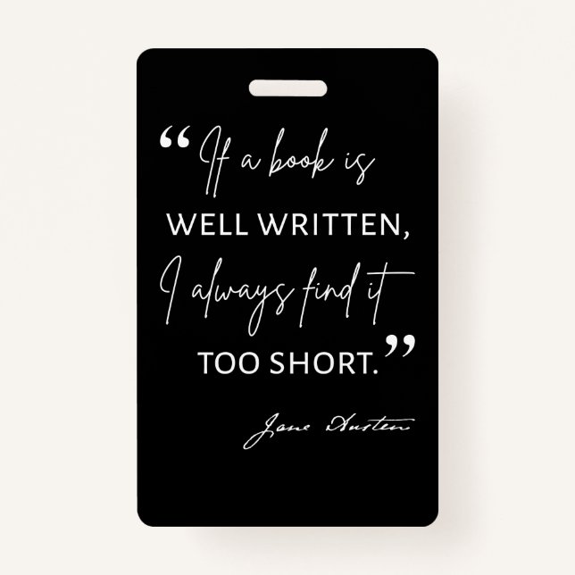 Tarjeta De Identificación Avid Reader II - Cita de Jane Austen (Anverso)