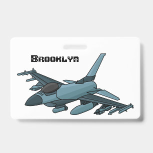 Tarjeta De Identificación Avión de caza militar dibujo animado