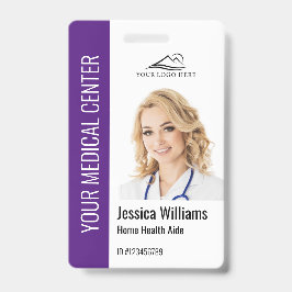 Tarjeta De Identificación Ayuda médica para el hogar ID de foto médica Purpl