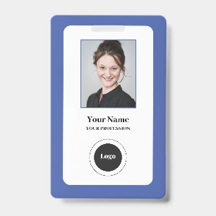 Tarjeta De Identificación Azul de empleado personalizado Foto, código de