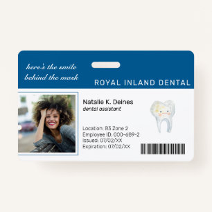 Tarjeta De Identificación Azul   Dental Office Empleado Foto ID Badge