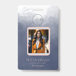 Tarjeta De Identificación Azul marino Color de dos vías QRcode Foto Nombre d