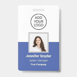 Tarjeta De Identificación Azul medio, identificación de foto de empleado con