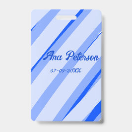 Tarjeta De Identificación azul pastel añadir nombre fecha líneas patrón boho