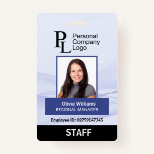 Tarjeta De Identificación AZUL Personalizado de la Empresa Vertical Foto ID