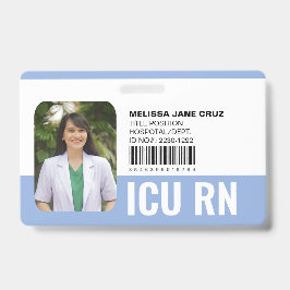 Tarjeta De Identificación Azul Personalizado Hospital Personal Médico Enferm